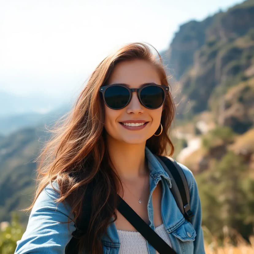 AI-generated travel lifestyle portrait at scenic location